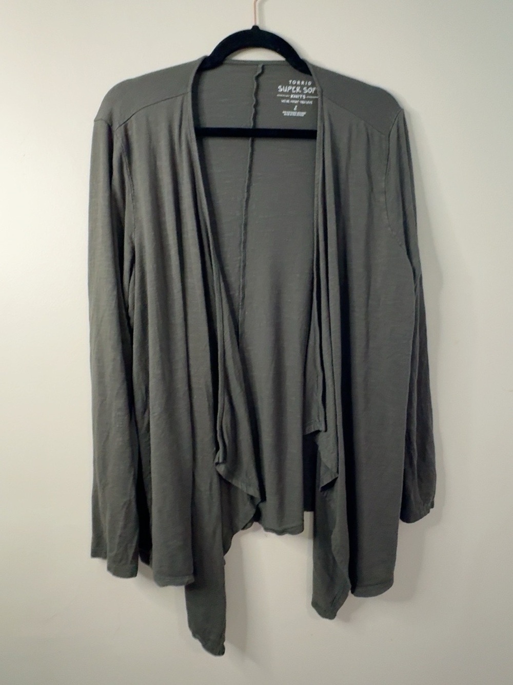 torrid Olive Green Open-Front Draped Cardigan